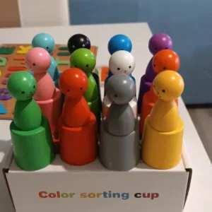 Ontvangen Peg Dolls in Cups Montessori Kleur Sorteer Speelgoed van klant R***e.
