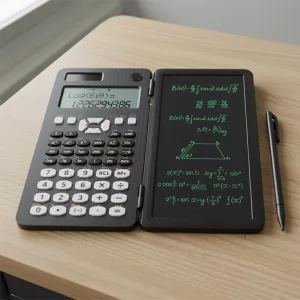 scientific calculator, foldable calculator, solar calculator, calculator with notepad