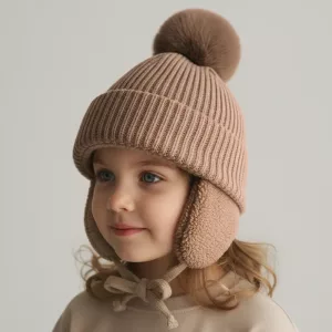 winter hat with pom pom, winter hat with ear flaps, hat with ear flaps