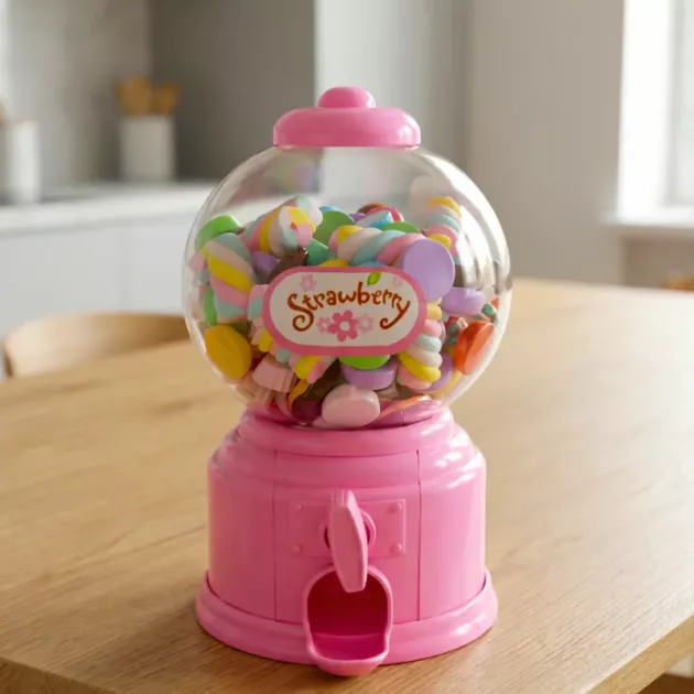 sweets dispenser, cute candy machine, candy machine toy, candy vending machine, capsule gumball machine