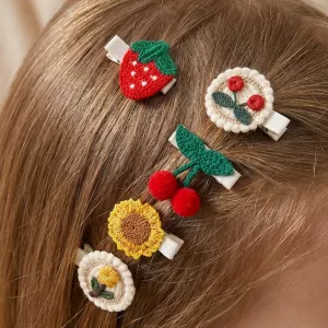 Set van 10 schattige geborduurde zomer haarclipjes voor kinderen